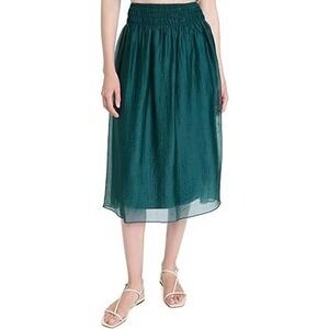 Vince Midi Skirt M Teal Smocked Cottage Fairy Boho Soft Girl Romantic Modest